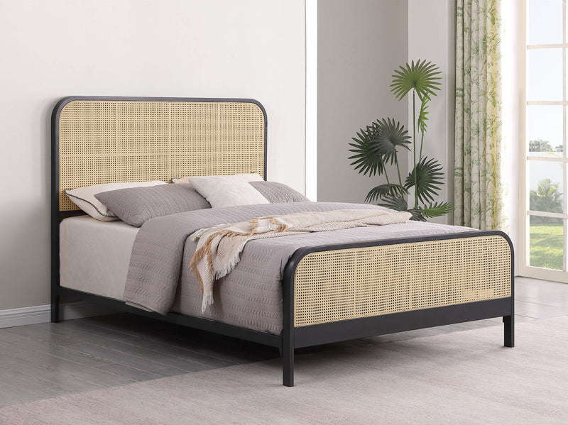 Cama de metal Lanewood con rejilla de caña abierta