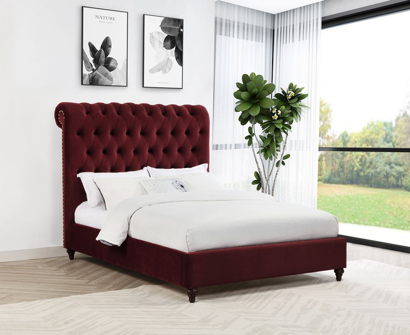 Cama Devon tapizada con paneles, 57 pulgadas