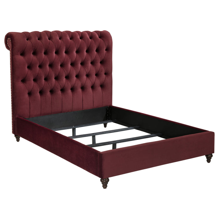 Devon 57-inch Upholstered California King Panel Bed Beige