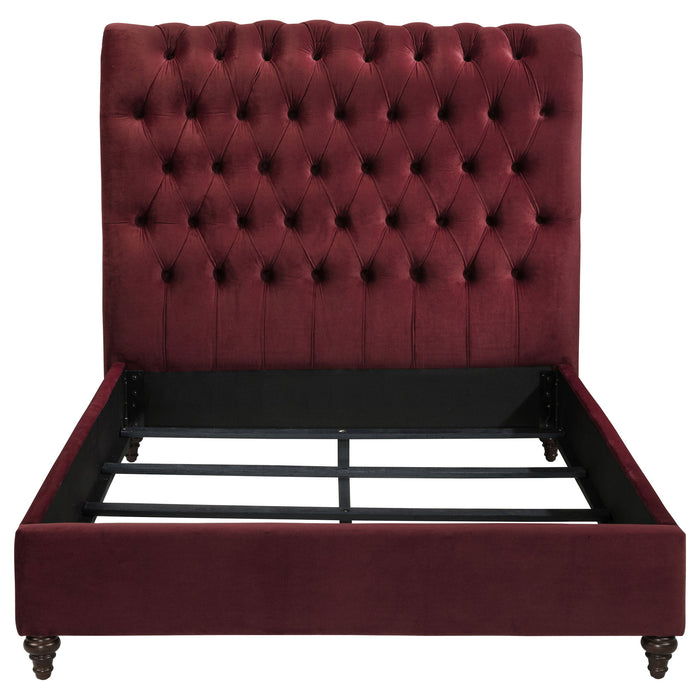 Devon 57-inch Upholstered California King Panel Bed Beige