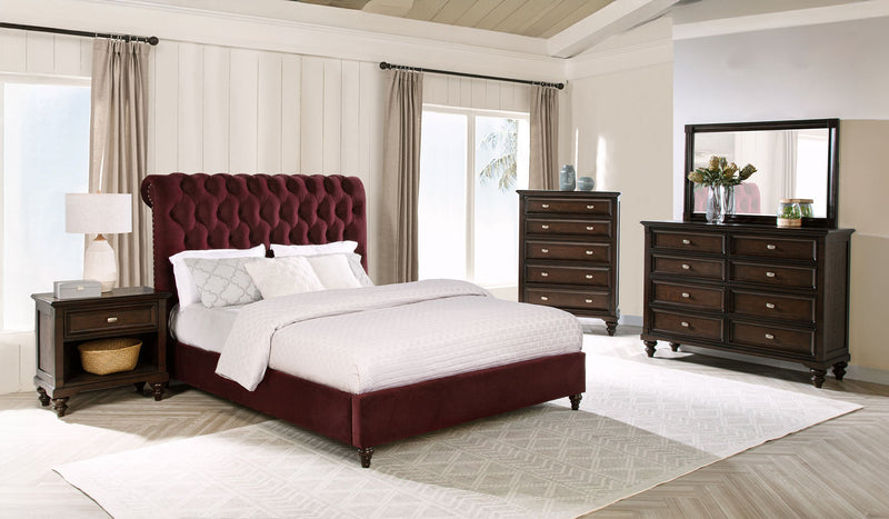 Cama Devon tapizada con paneles, 57 pulgadas