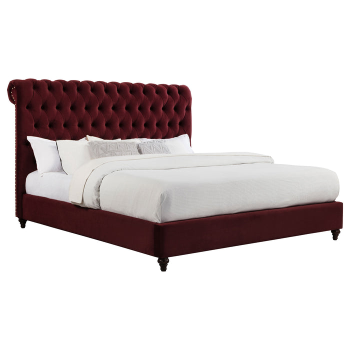 Devon 57-inch Upholstered California King Panel Bed Beige