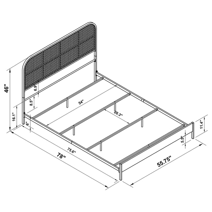 Amherst Radio Weave Rattan Metal  Bed Black