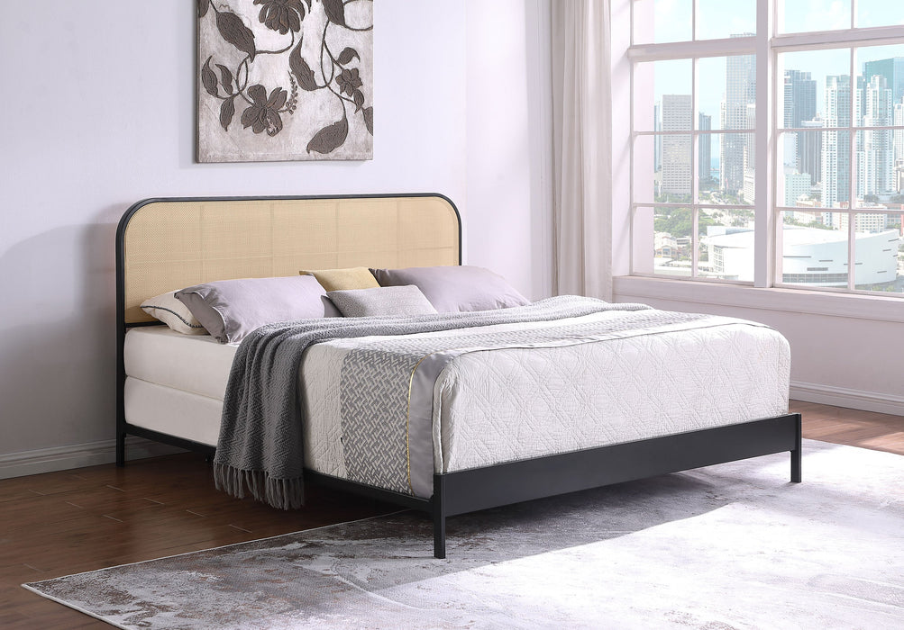 Amherst Radio Weave Rattan Metal Bed Black