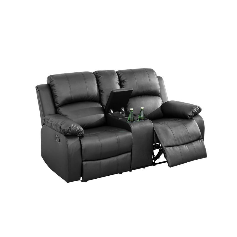 Black Semi PU And PVC 3-Piece Couch Living Room Sofa