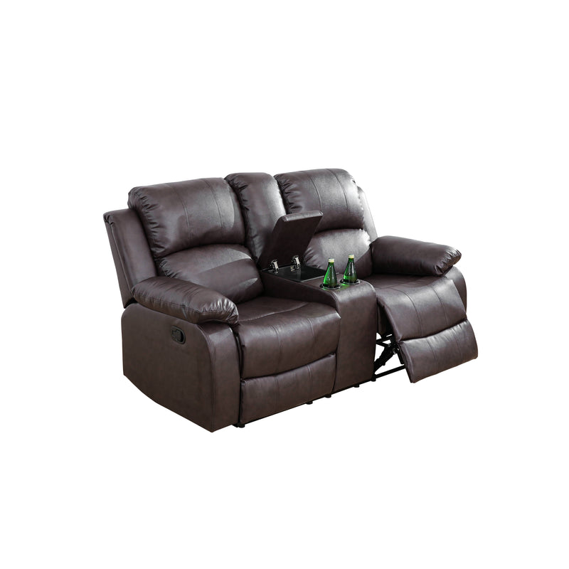 Brown Semi PU And PVC 3-Piece Couch Living Room Sofa