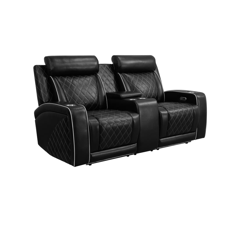 Black Breathable Leather 3-Piece Living Room Functional Sofa Set