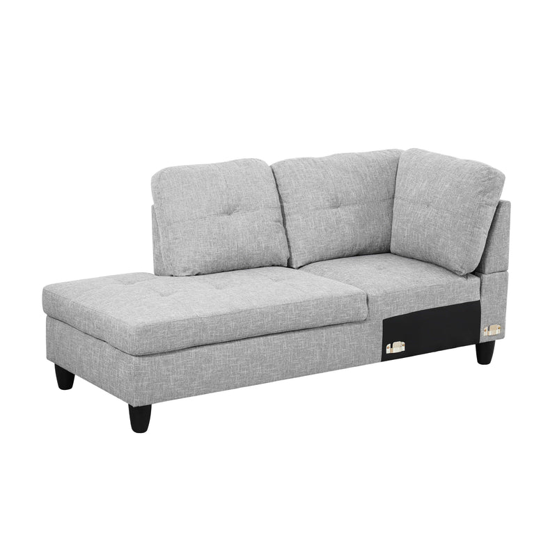 Transitional Style  2 piece Sectional+Ottoman in Linin Gray color in Linin