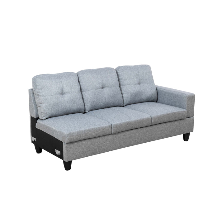 Transitional Style  2 piece Sectional+Ottoman in Black Gray Linen