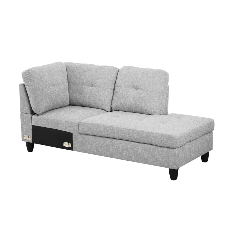 Transitional Style  2 piece Sectional+Ottoman in Linin Gray color in Linin