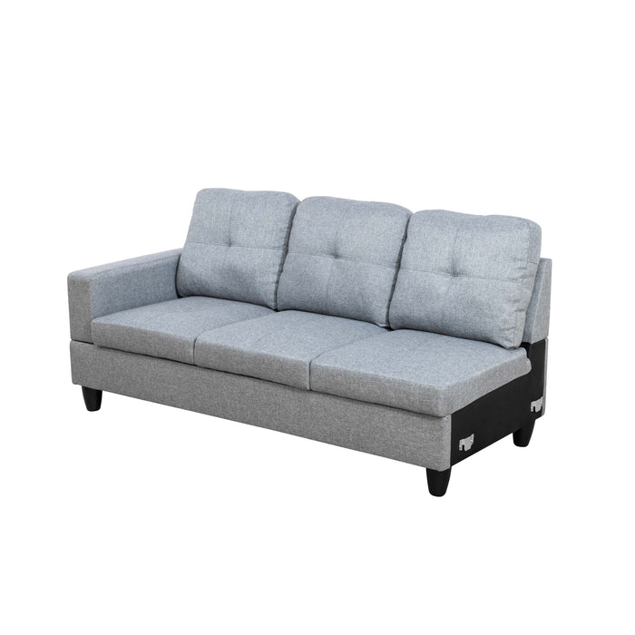 Transitional Style  2 piece Sectional+Ottoman in Black Gray Linen