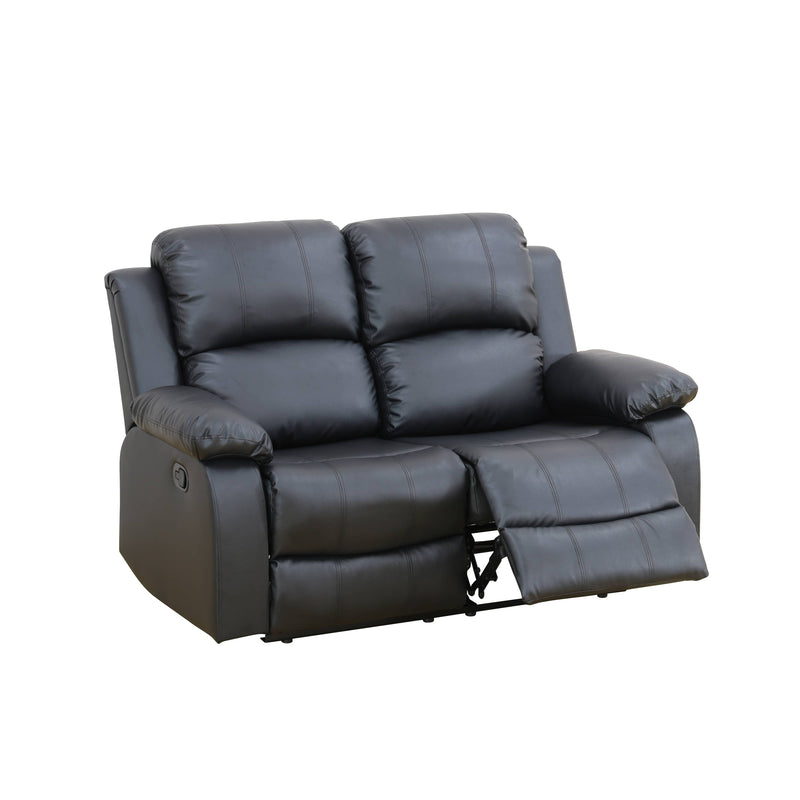 Sofá de sala de estar de 3 piezas de cuero sintético y PVC negro