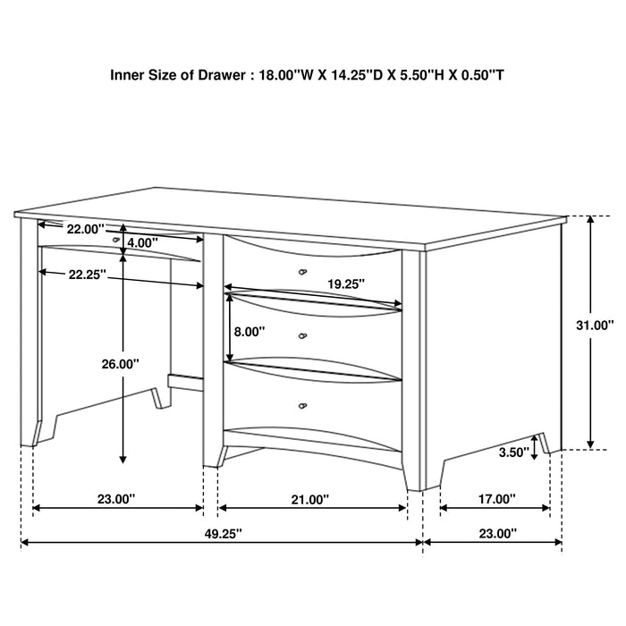 Phoenix 4-drawer Computer Desk Cappuccino