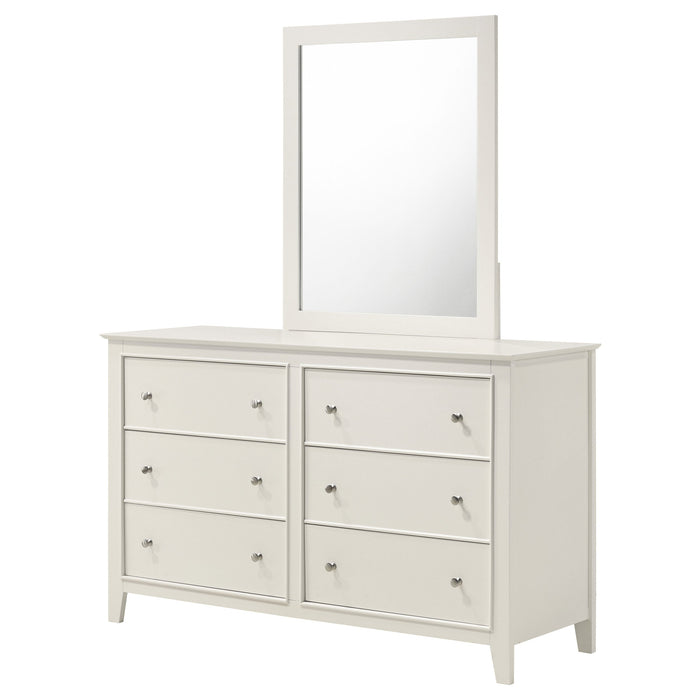 Selena 6-drawer Dresser with Mirror Cream White