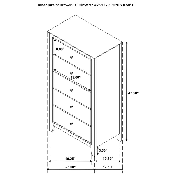 Selena 5-drawer Chest Cream White