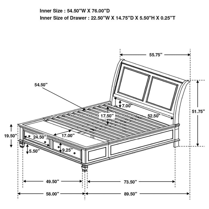 Selena Storage Bedroom Set with Sleigh Headboard Buttermilk