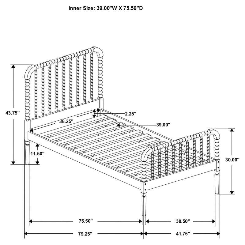 Cama Jones Wood Twin con marco abierto