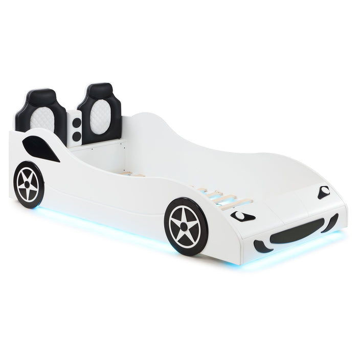 Cruiser Wood  LED Race Car Bed Blue