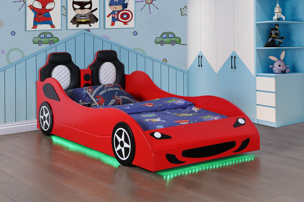 Cruiser Car Themed Twin Bed with Underglow Lights White