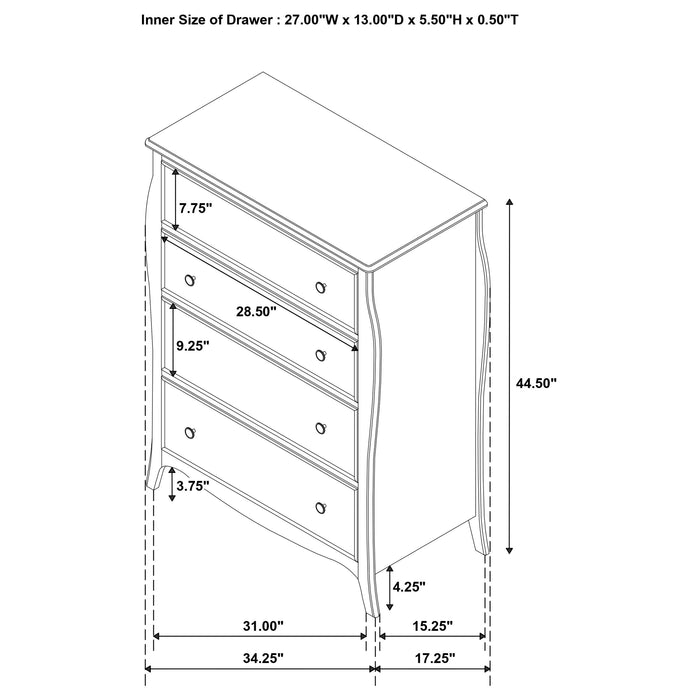 Dominique 4-drawer Chest Cream White