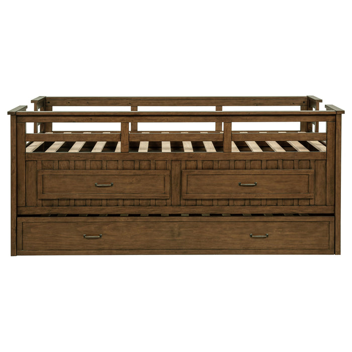 Carlsbad Wood  Captains Bed With Trundle Medium Brown