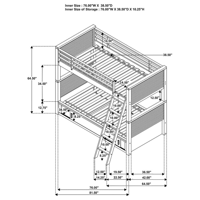 Oliver Twin Over Twin Bunk Bed Java