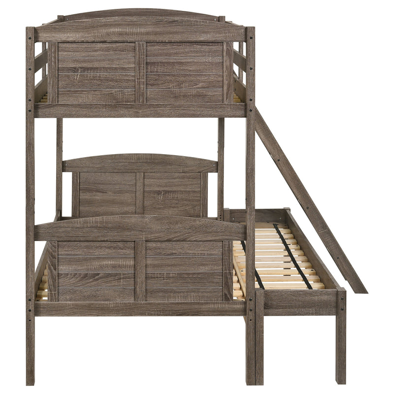 Flynn Wood Twin Over Twin Bunk Bed Weathered Brown