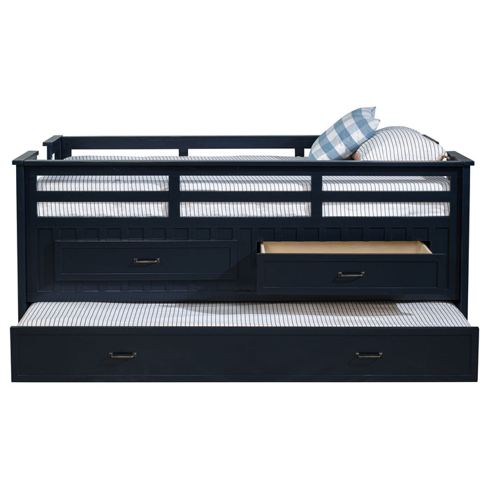 Carlsbad Wood  Captains Bed With Trundle Medium Brown