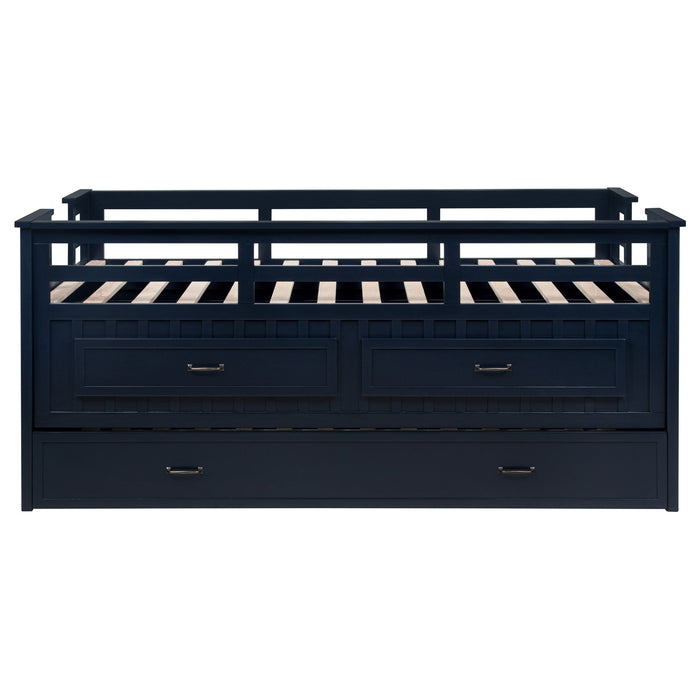 Carlsbad Wood  Captains Bed With Trundle Medium Brown