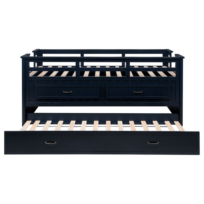 Carlsbad Wood  Captains Bed With Trundle Medium Brown