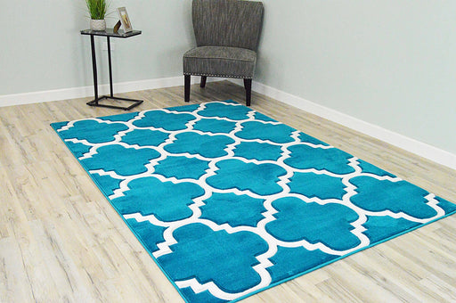 PREMIUM Rug Design 4518 Turquoise 4x6 (3'9x5'3")"