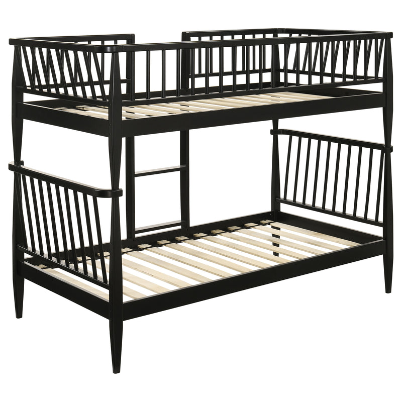 Litera de madera Abram Windsor con escalera, negra