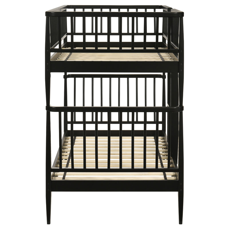 Litera de madera Abram Windsor con escalera, negra