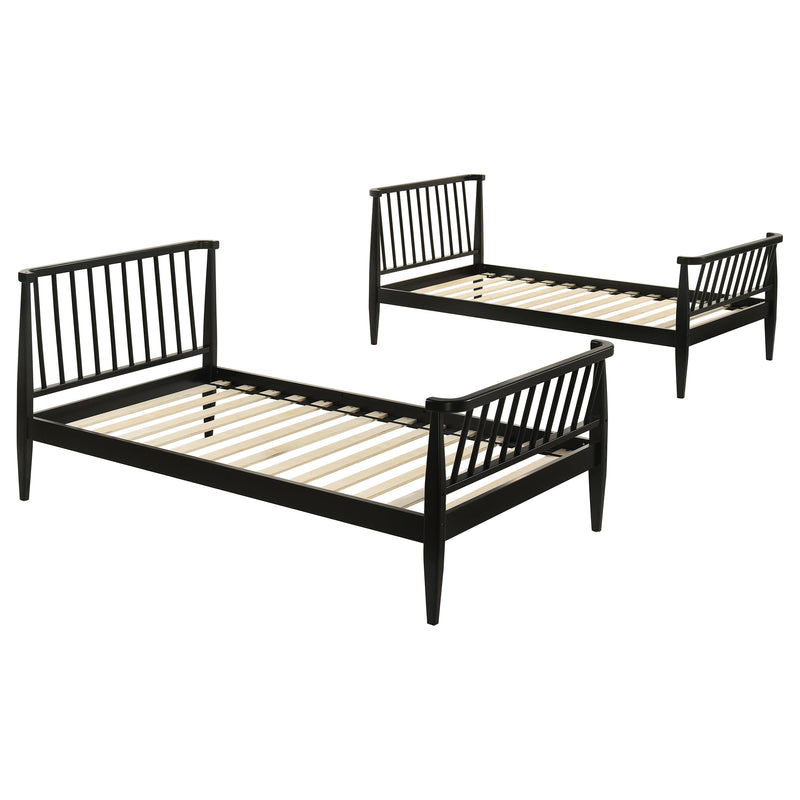 Litera de madera Abram Windsor con escalera, negra