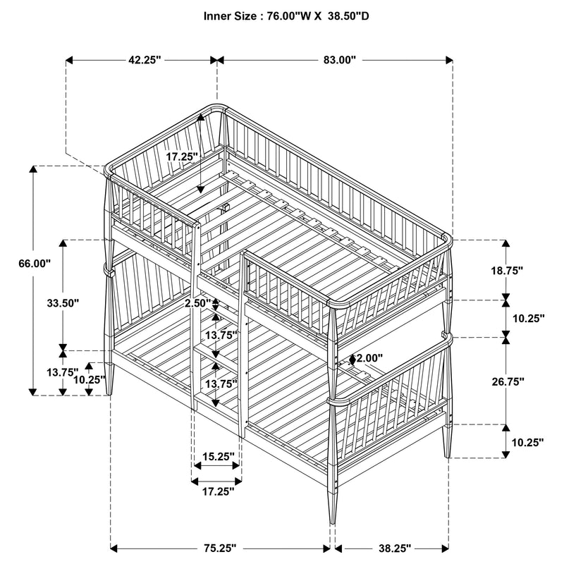 Litera de madera Abram Windsor con escalera, negra