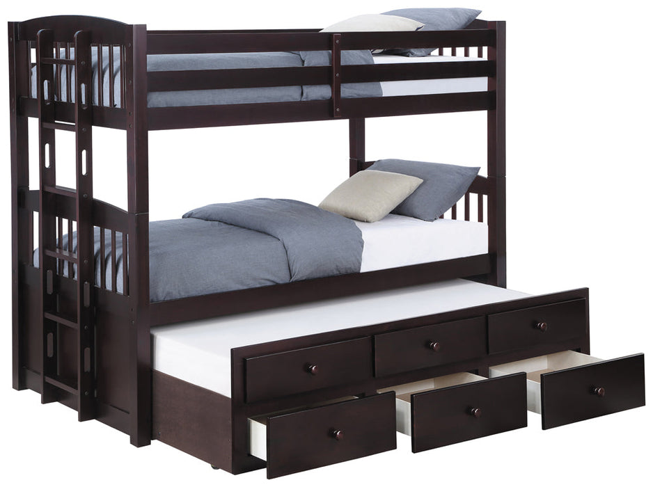 Kensington Twin Over Twin Bunk Bed with Trundle Cappuccino