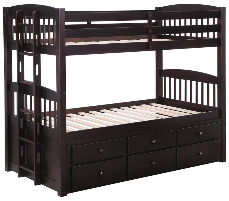 Kensington Twin Over Twin Bunk Bed with Trundle Cappuccino