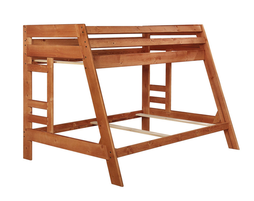 Wrangle Hill Twin Over Full Bunk Bed with Built-in Ladder Amber Wash