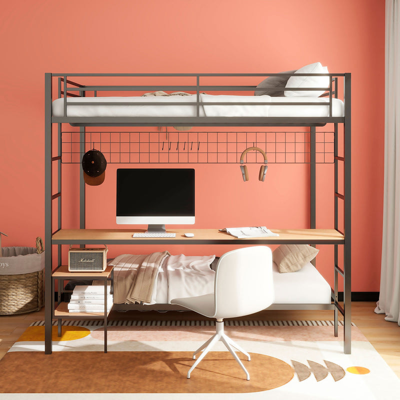 Campus Metal Full Over Twin Workstation Bunk Bed