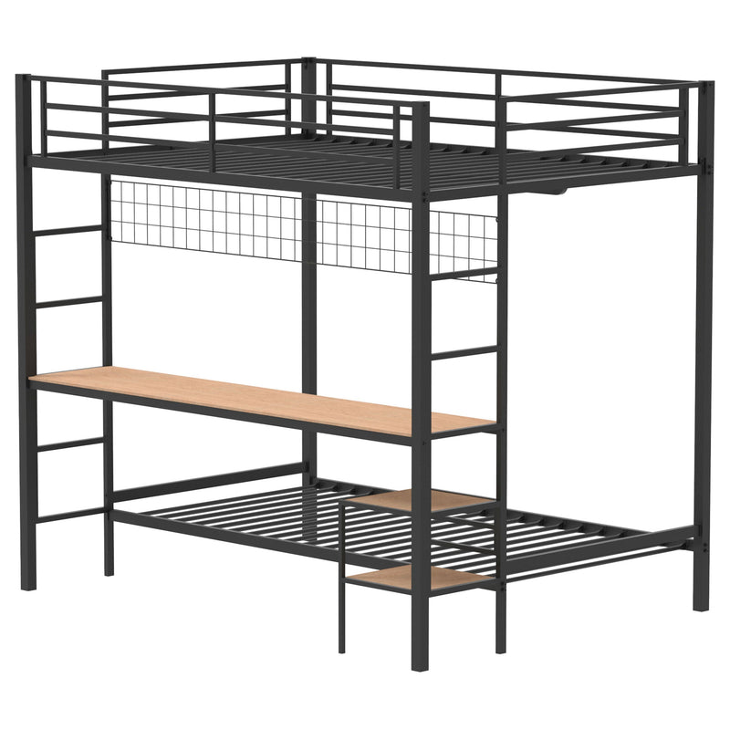Campus Metal Full Over Twin Workstation Bunk Bed