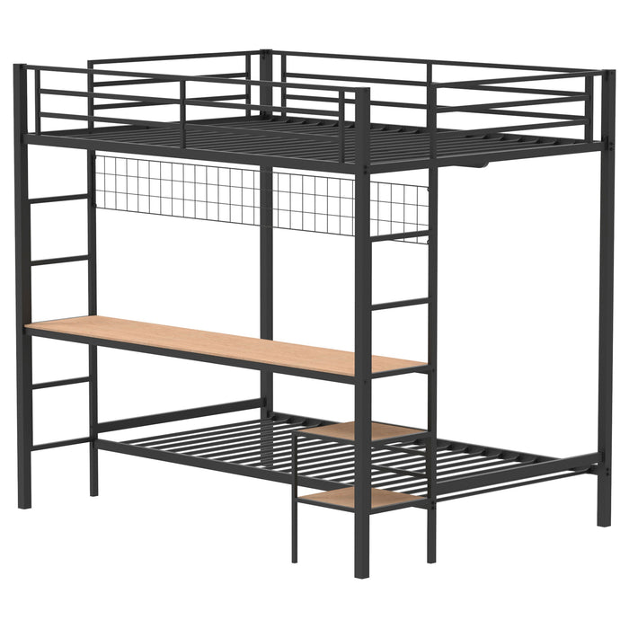 Campus Metal Full Over Twin Workstation Bunk Bed