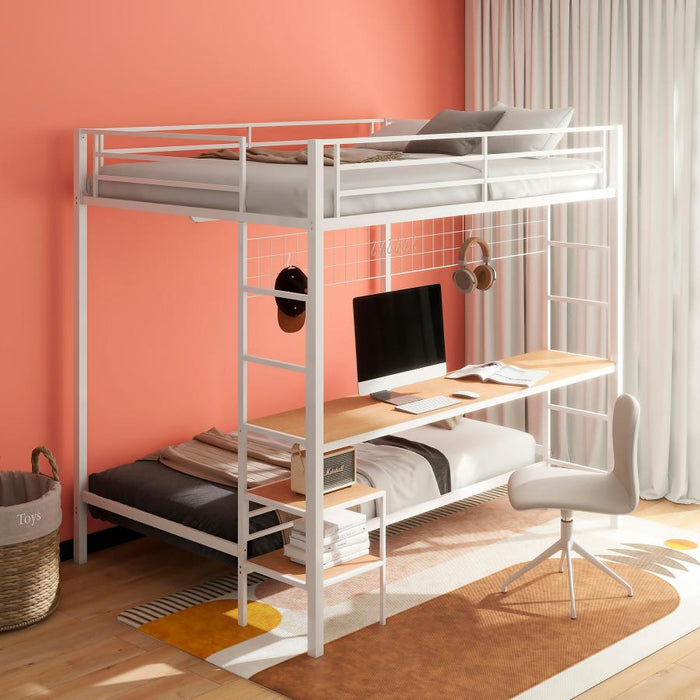 Campus Metal Full Over Twin Workstation Bunk Bed