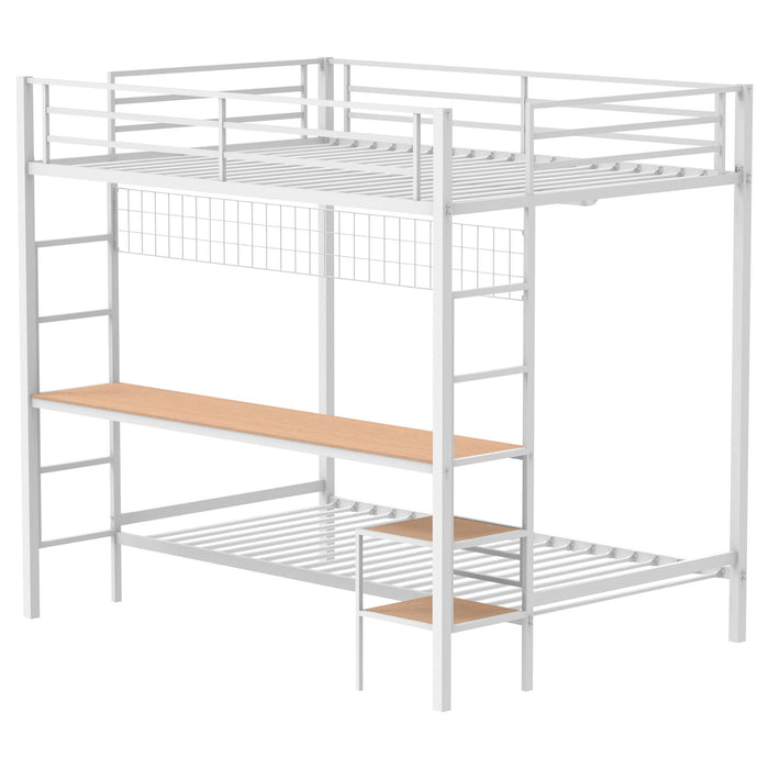 Campus Metal Full Over Twin Workstation Bunk Bed