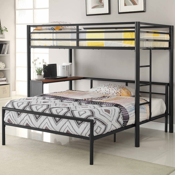 Fisher 2-piece Metal Workstation Loft Bed Set Gunmetal