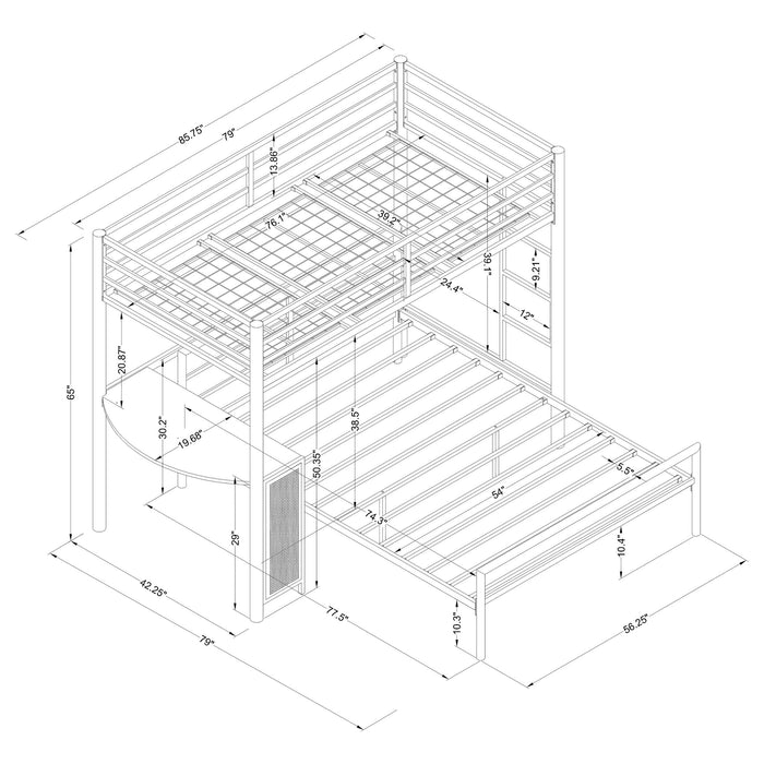 Fisher  Over  Workstation Loft Bed Set Gunmetal