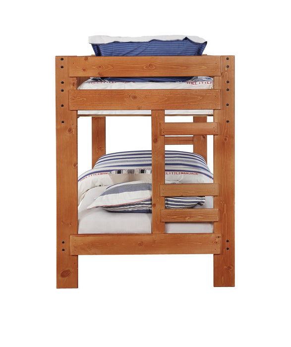 Wrangle Hill Twin Over Twin Bunk Bed Amber Wash