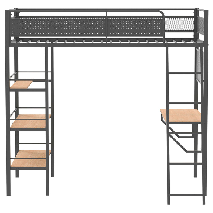 Campus 3-shelf Metal Twin Workstation Loft Bed Matte