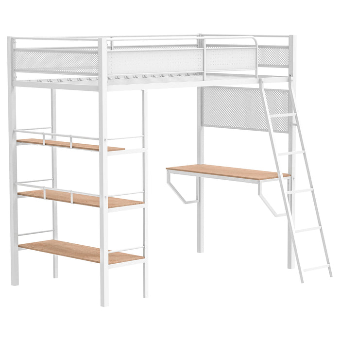 Campus 3-shelf Metal Twin Workstation Loft Bed Matte