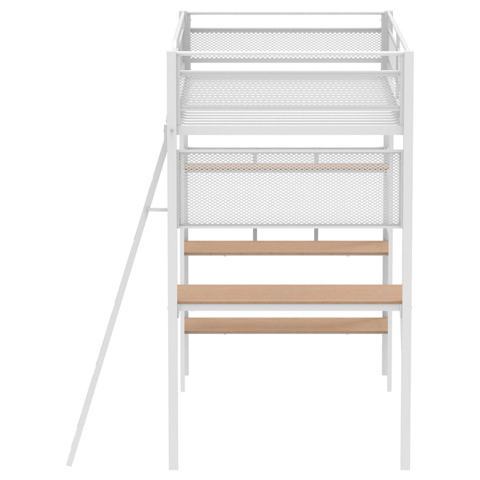 Campus 3-shelf Metal Twin Workstation Loft Bed Matte