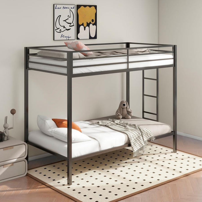 Alevera Metal Twin Over Twin Bunk Bed with Ladder